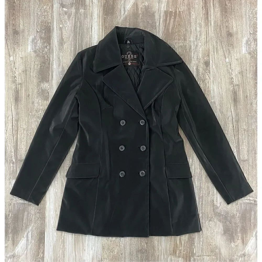 Guess Outerwear Polyvinyl Jacket Coat Black Women’s Size Small
